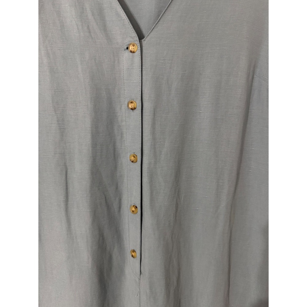 Hatch Collection Blue Tencel Linen Button Front Maternity Jumpsuit Size 1/ Small - Picture 2 of 5
